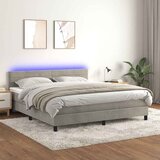  box spring s madracem LED svjetlosivi 160x200 cm baršun | shoptok.hr