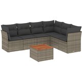 Maison Chic Seti vrtnega pohištva - Vrtna garnitura - Vrtni pohištvo set 7-delna z blazinami siv poli ratan, (21803782) | Shoptok.si