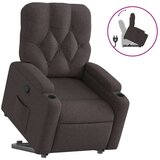  Naslanjač s funkcijo vstajanja temno rjavo blago, (20926802) | Shoptok.si