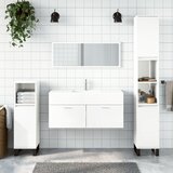 The Living Store Kopalniška omarica z ogledalom visok sijaj bela inženirski les - Kopalniška Omarica Z Ogledalom, (21436862) Cene