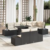 vidaXL 9-delni vrtni set kavča s blazinami črna poli ratan | Shoptok.si