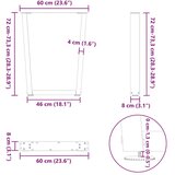 vidaXL Noge jedilne mize V-oblika 2 kosa naravno jeklo 60x(72-73,3) cm | Shoptok.si