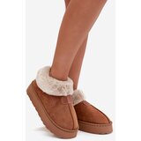 Boto Women's Snow Boots On Platform With Fur Camel Calyra | Shoptok.si