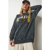  Women's Anthracite Faded Effect Oversized Sweatshirt Cene