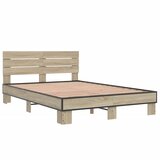 vidaXL Posteljni okvir sonoma hrast 135x190 cm inž. les in kovina, (21151847) Cene