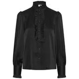 Y.a.s Topi & Bluze YAS Frilla Shirt L/S - Black Črna