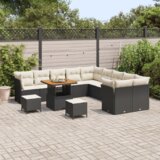 vidaXL Set za vrt s 13 komada s jastucima Crni poli ratan akacija | shoptok.hr