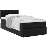 vidaXL Otomanski posteljni okvir z vzmetnico črn 100x200 cm um. usnje | Shoptok.si