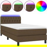 Maison Chic Box spring postelja - Vzmetna postelja z vzmetnico LED temno rjava 100x200cm blago SL15209, (21901617) | Shoptok.si