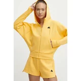 Adidas Pulover Z.N.E ženski, rumena barva, s kapuco, IS3940