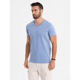 Ombre BASIC men's classic cotton T-shirt with a serape neckline - blue | Shoptok.si