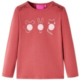 vidaXL Dječja majica s dugim rukavima tamnoružičasta 116 | shoptok.hr