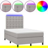  Box spring postelja z vzmetnico LED sv. siva 120x200 cm blago, (20937443) | Shoptok.si