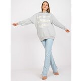 Fashion Hunters Light gray long hoodie with patches Cene
