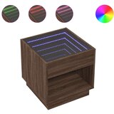 vidaXL Klubska mizica z neskončnimi LED rjavi hrast 50x50x50 cm | Shoptok.si