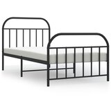 The Living Store Kovinski posteljni okvir z vzglavjem in vznožjem črn 107x203 cm - Posteljni Okvir, (21523460) | Shoptok.si