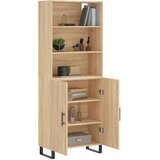 vidaXL Visoka komoda sonoma hrast 69,5x34x180 cm inženirski les | Shoptok.si