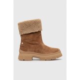 Tommy Hilfiger Gležnarji iz semiša Warm Lining Suede Low Boot ženski, rjava barva | Shoptok.si