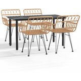  5-dijelni vrtni blagovaonski set od poliratana Smeđa Dužina stola 140 cm | Shoptok.si