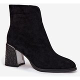 VINCEZA Suede Women's Block Heel Boots with Embossing Lined | shoptok.hr