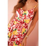 Kesi Włoski Women's maxi dress with straps with print red | shoptok.hr