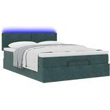 Otomanski krevet s madracem&amp LED tamnozeleni 140x200cm baršun | shoptok.hr