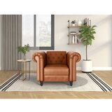 Støraa Konjak smeđa chesterfield fotelja od imitacije kože Felix – | shoptok.hr