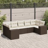  7-dijelni set vrtnih sofa od poliratana s jastucima smeđi | shoptok.hr