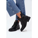 Boto Low Women's Ankle Boots With Flat Heel With Decorative Detail Insulated Black Cylira | Shoptok.si