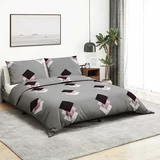  Set posteljine za poplun sivi 140 x 200 cm pamučni