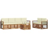  Set vanjskih sofa 7 kom. Prirodna i krem Čvrsto drvo akacije | shoptok.hr