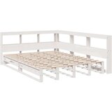  Knjižna postelja brez vzmetnice bela 135x190 cm trdna borovina | Shoptok.si