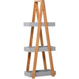 Kleankin kopalniška polica za varčevanje s prostorom iz mdf in bambusa, piramidna oblika s tremi policami, les in siva barva, 30x18x81cm, (20752845) Cene