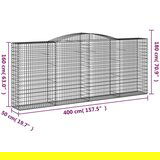  Obokane gabion košare 4 kosi 400x50x160/180 cm pocinkano železo, (20758470) | Shoptok.si