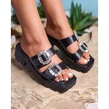 Resti Royalfashion Black women's embellished Tireta heeled flip-flops | Shoptok.si