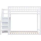 Lumor Dvonadstropna postelja iz masivnega lesa - 90x200 cm - z ograjo in omaro - bela, (22068455) | Shoptok.si