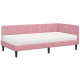 vidaXL Kotna postelja z vzmetnico z vzglavjem Roza 90 x 200 cm Žamet, (5000069943) Cene