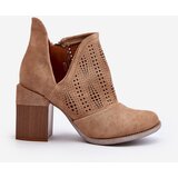 Boto Women's Beige Openwork Ankle Boots with Stiletto Heels Niartima | ePonuda.com