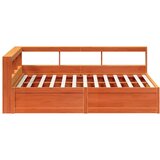  Knjižna postelja brez vzmetnice vošč. rjava 150x200 cm borovina, (21792182) | Shoptok.si