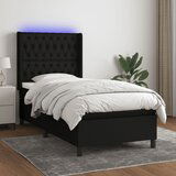 vidaXL Krevet box spring s madracem LED crni 90x190 cm od tkanine Cijene