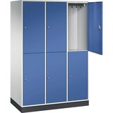 C+P dvonadstropna jeklena garderobna omara intro, šxg 1220 x 600 mm, 6 predelkov, korpus svetlo siv, vrata encijan modra | Shoptok.si