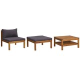  3-dijelna vrtna garnitura s tamnosivim jastucima bagremovo drvo | shoptok.hr