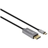 Manhattan DisplayPort/USB-C kabel DisplayPort vtič, USB-C vtič 3 m siva, črna 354851 trojno oklopljen, pozlačeni konektorji DisplayPort kabel, (20417896) Cene