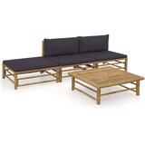 Maison Chic Seti vrtnega pohištva - Vrtna garnitura - Vrtni pohištvo set s temno sivimi blazinami 4-delna bambus, (21797734) | Shoptok.si