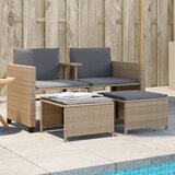 Maison Chic Vrtni kavč - Zunanji kavč dvosed z mizico in stolčki bež poli ratan, (22041874) | Shoptok.si
