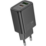 hoco. polnilec adapter N61 GaN PD 20W USB-A, Type C - črn | Shoptok.si