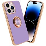 Cadorabo Ohišje, združljiv z Apple v sijajnem svetlobnem vijoličnem - Zlato z obročem - Zaščitni pokrov iz fleksibilnega silikona TPU, z zaščito pred kamero in držalom magnetnega avtomobila, (20617165) | Shoptok.si