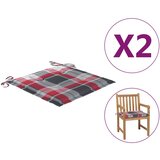 vidaXL Blazine za vrtne stole 2 kosa rdeč karo vzorec 50x50x3 cm blago Cene