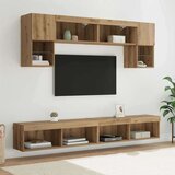 TV stenske enote z LED 6 pcs Umetni hrast Konstruiran les, (5000132507) | Shoptok.si