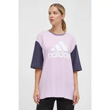 Adidas Bombažna kratka majica ženski, roza barva